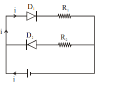The circuit contains two diodes each with a forward resistance of 50 Ω ...