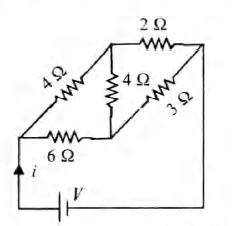 For the network shown in the figure the value of the current i is