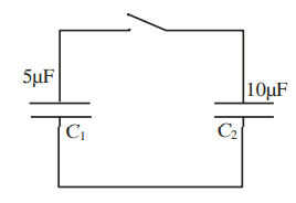 A capacitor C 1 of capacitance 5 μ F is charged to a potential of 30 V ...