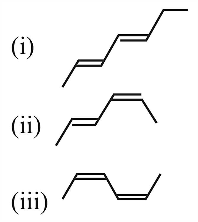 The correct order of heat and combustion for the following alkadienes is