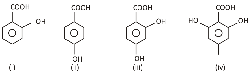 The order of ka values of the following acids is:
