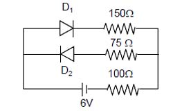 In the given circuit ,there are two ideal diodes, each with a forward ...
