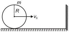 A uniform solid sphere of mass m , radius R moving with velocity v0 is ...